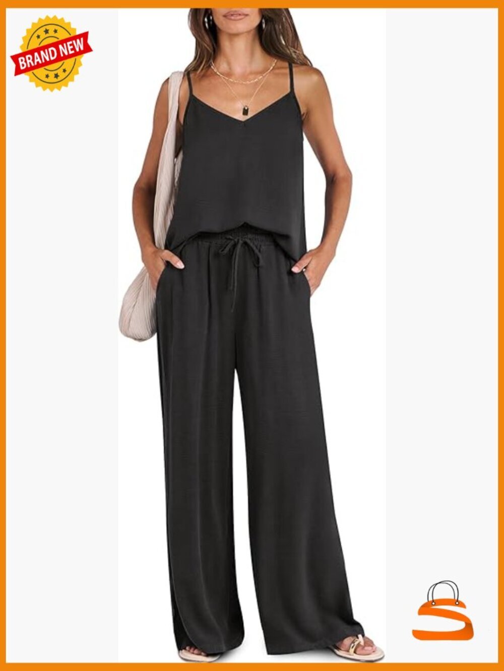 Casual Tank Top & Wide Leg Pants Lounge Set Summer Travel Trendy